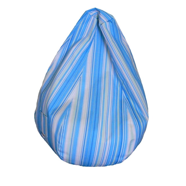 Boscoman Pouf Poire à Rayures avec Rayures Verticales Bleu, Blanc et Vert Pâle, Fabriqué en Tissu durable et Facile à Nettoyer avec une Fermeture Éclair Scellée Contenant des Billes de Polystyrène Sans Plomb, Conçu pour des Sièges Confortables pour Enfants et des Moments de Détente Décontractés.