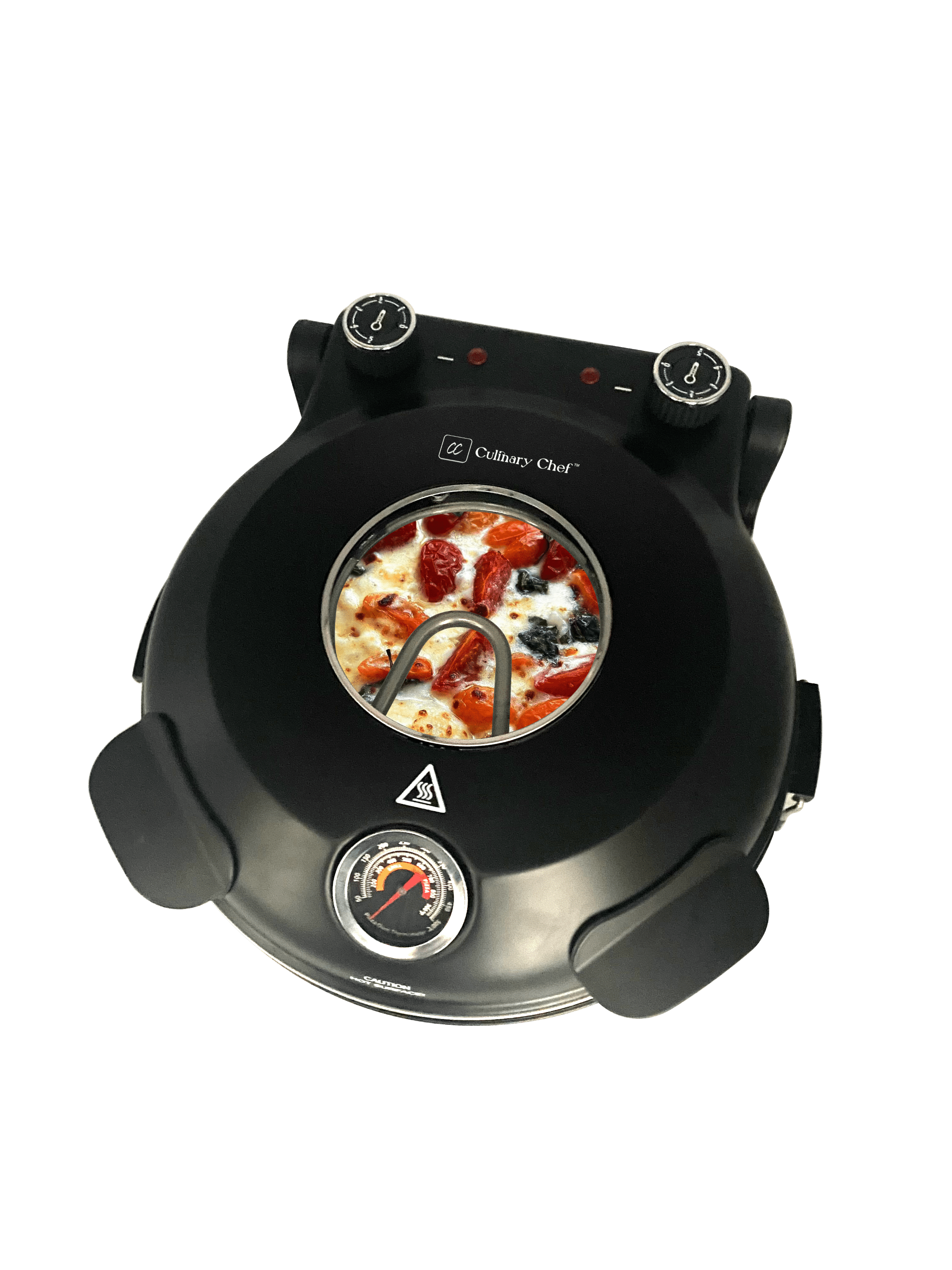 Four à pizza électrique Culinary Chef 1200 W haute température avec thermostat intégré et pierre à pizza, noir