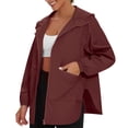 thumbnail image 3 of Sentmoon Waterproof Jacket Oversized Hooded Neck Long Sleeve Womens Coat Zipper Solid Color Windproof Womens Clothing Fall and Winter Delightful for Sports, 3 of 8