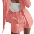 thumbnail image 2 of LOVZFMLL Women's Solid Suit Pant With Pockets Waisted Shorts With Belt Pink L, 2 of 6