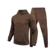 thumbnail image 1 of Innerwin Tracksuit Set Solid Color Men Sweatsuit Sports Hooded Athletic 2 Piece Jogging Suits Coffee S, 1 of 2