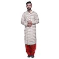 thumbnail image 1 of Atasi Printed Pathani Kurta With Salwar For Men Indian Summer Ethnic Set, 1 of 5