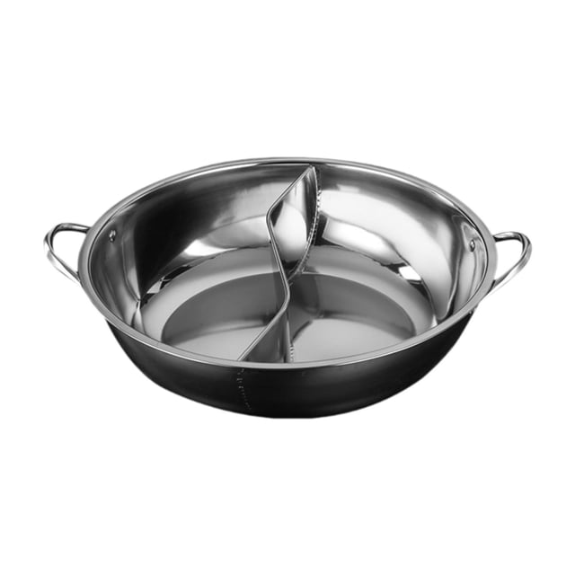 Siruishop Stainless Steel Hot Pot with Divider Double Flavor for Home Family Gathering S