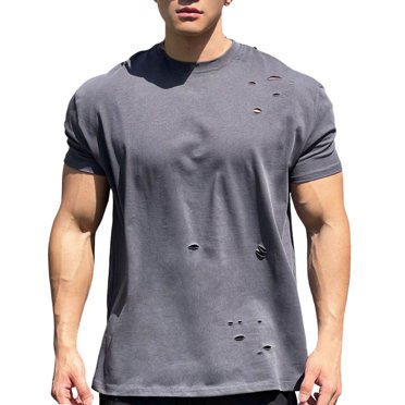 LUOGENLI Male T-shirts for Mens Men's Basketball Autumn Running Stretch Sports T Shirt Round Neck Fitness Short Sleeve Raglan Design Solid Colour T Shirt Mens T-shirts Graphic Tees Funny Easter Grey L