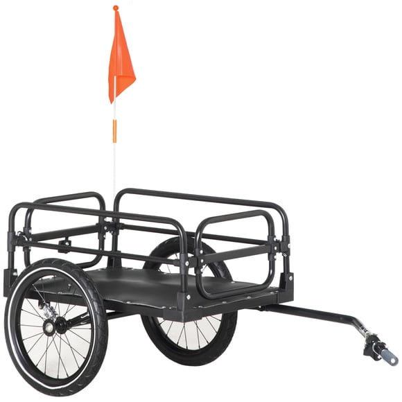 Aosom Bike Trailer Wagon Bicycle Cargo Trailer w/ Suspension, 16" Wheels