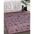 thumbnail image 3 of Ahgly Company Machine Washable Indoor Round Industrial Modern Velvet Maroon Purple Area Rugs, 5' Round, 3 of 7