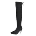 thumbnail image 2 of HKEJIAOI Cuissardes Chaussures pour Femmes à Lacets Talons Hauts Pointus Léopard Mode Bottes Hautes Résilientes, 2 of 4