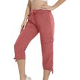 thumbnail image 2 of QATAINLAV Capris de Randonnée pour Femmes avec Poches Été Cargo Légers Pantalons Capri de Voyage Unis Décontractés Bas Resserré Pantalons de Survêtement Raccourcis Soldes pour Aujourd'hui sur Walmart Rouge Melon D\'eau TTG, 2 of 8