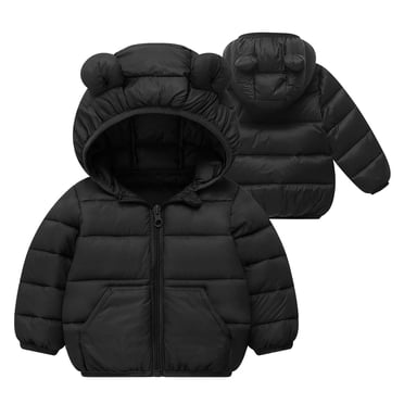 LOVZFMLL Jackets for Girls Toddler Kids Boys Girls Winter Fleece Padded Jacket Hooded Zip Jacket Coat 12-24 Months