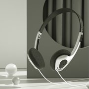 Wired Headphones Retro Style, Staron Noise Reduction Over-Ear Headphones 3.5mm, Portable Music Headset for Sports Travel Home with Adjustable Headband, Silver