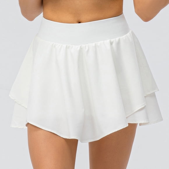 Elvqul Skirt for Women Summer Mini Skirt Plain White Pleated Womens Short Skirts Elastic Waisted