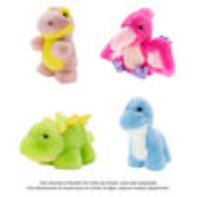 La Peluche la Plus Douce du Monde - Peluche de Bébé Dino Montrant Quatre Dinosaures en Peluche aux Couleurs Pastel en Jaune-Rose, Rose Vif avec Violet, Vert Pâle avec Pointes Jaunes, et Bleu Pâle avec Ventre Blanc, Fabriqué en Tissu Nuage Câlin Parfait pour Cadeaux pour Bébé et Déco de Chambre de Bébé.