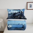 thumbnail image 4 of Erosebridal Black Train Bedding Toddler Comforter Set, Steam Engine Down Comforter, Black Blue, 2 Pieces, Reversible, 4 of 6