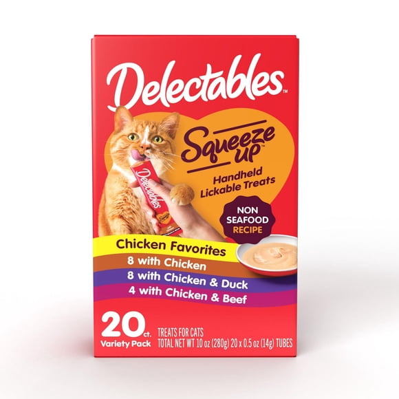 Delectables Non Seafood Chicken, Chicken & Duck, Chicken & Beef Cat Treats Squeeze Up™ 20 Pack
