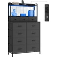 thumbnail image 3 of Commode Intelligente à 11 Tiroirs en Tissu avec Station de Recharge Intégrée, Recharge Sans Fil et Lumières DEL RVB, Conception Industrielle Anti-Basculement, Armoire de Rangement pour Chambre en Plusieurs Couleurs, 3 of 8