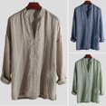 thumbnail image 2 of Ruibeauty Men's Chinese Style Solid Color Loose V-neck Long Sleeve Pullover Tops, 2 of 4