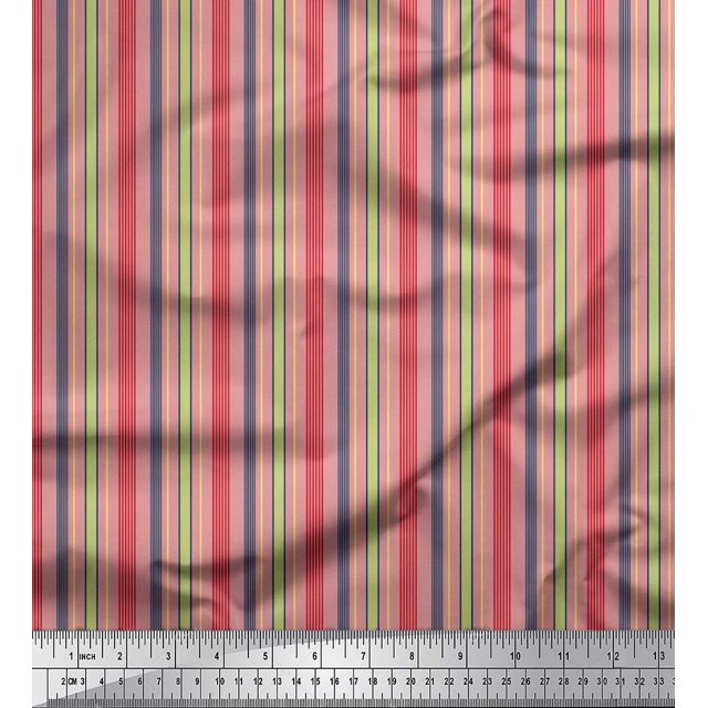 Soimoi Cotton Duck Fabric Vertical Stripe Printed Fabric 1 Yard 56 Inch Wide