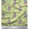 thumbnail image 1 of Soimoi Yellow Poly Georgette Fabric Leaf & Paisley Printed Fabric 1 Yard 52 Inch Wide, 1 of 2