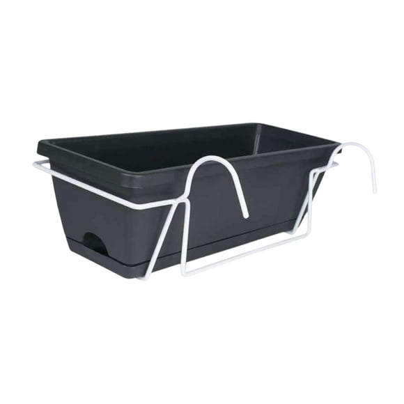 Langgg Hanging Flower Pot Garden Plant Holder Plant Box Planter Railing Balcony Pot Deep Gray 35x19x14.5cm