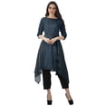 thumbnail image 2 of Moomaya Asymmetric Kurti With Pant Indian Tunic Tops Printed Kurti Set For Women, 2 of 6