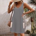 thumbnail image 4 of Timegard Robes pour Femmes Col en V Été Décontracté Robes T-Shirt Sortie de Plage Robe Débardeur avec Poches, 4 of 5