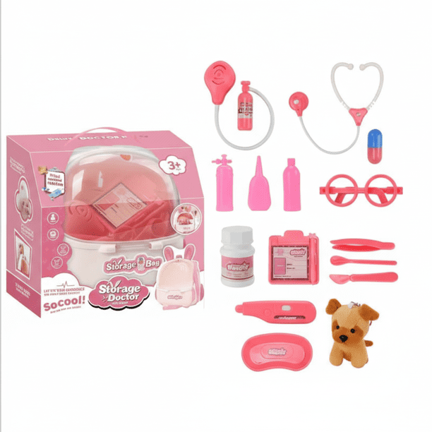 Malette De Docteur Pour Enfant 3 Ans – 43 Pièces Avec Sons Et Lumières – Jeu D’imitation éducatif – Cadeau Fille Garçon – Boîte De Rangement Transport