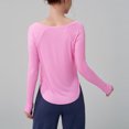 thumbnail image 4 of Timegard Workout Tops for Women Scoop Neck Long Sleeve Crop Tops Irregularly Athletic Running Tee Shirts, 4 of 4