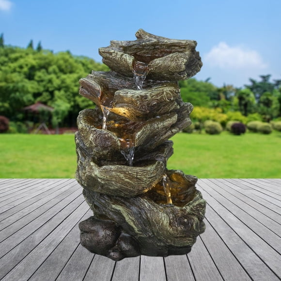 Angelo Décor Seneca Falls Indoor/Outdoor Tabletop Fountain with energy-efficient pump and LED accent lighting