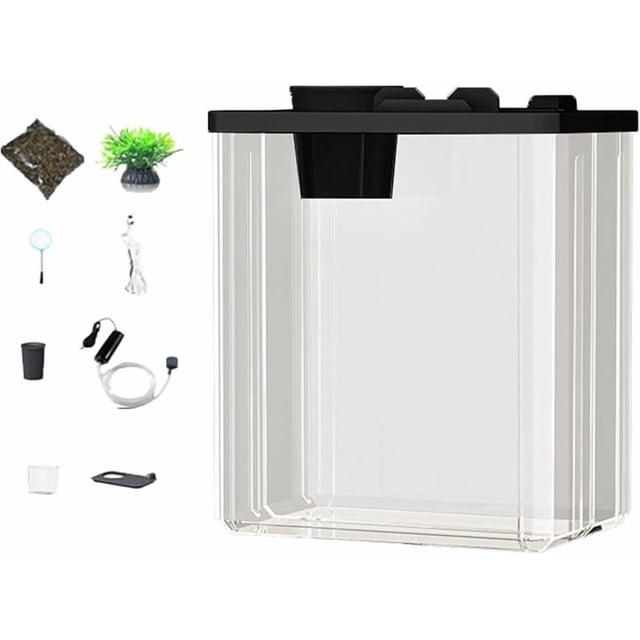 QualitChoice 5 Gallon Fish Tank Provides Unmatched Clarity Observing Betta Fish Enchantment 5 Gallon Tank Starter Kit black L