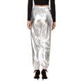 thumbnail image 3 of Unique Bargains Women's Party Sparkle Shiny High Waist Metallic Jogger Pants, 3 of 7