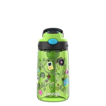 Contigo Kids Aubrey Leak-Proof Water Bottle, 14 oz (414 mL), Cool Lime/Video Games