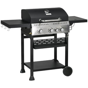 Outsunny Grill à gaz propane, 38,000 BTU Extérieur BBQ Cartouche de gril, noir