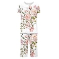 thumbnail image 5 of Ensemble de Pyjamas pour Femmes Été en Liquidation Ensemble de Pyjama à Manches Courtes pour Femmes 2 Pcs Ensemble de Nuit d'Été Imprimé Floral Boutons Col Ras du Cou Pantacourt Ensemble de Pyjamas Pyjamas pour Femmes Nouveau Blanc 3TG, 5 of 5