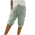 thumbnail image 2 of Womens Summer Woven Striped Patchwork Button Loose Cotton Linen Casual Capris, 2 of 6
