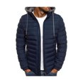 thumbnail image 2 of ITFABS Men Winter Down Jacket, Solid Color Hooded Long Sleeve Zip-Up Outer, 2 of 4