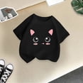 thumbnail image 5 of PMVFHDE Hauts Fille Hauts pour Fille 2025 Hauts d'Été Tendance Hauts Filles Hauts Fille Été Enfant Filles Mignon Graphique Col Rond Manches Courtes T-Shirt d'Été Décontracté T-Shirt Noir, 3-4 Ans, 5 of 5