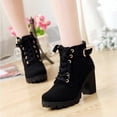 thumbnail image 4 of EGNMCR Bottines pour Femmes Femmes Rétro Talon Épais Chaussures à Talons Hauts Grande Taille à Lacets, 4 of 6