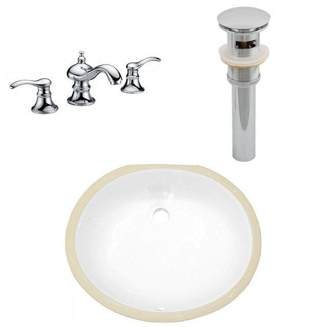 American Imaginations 18.25-in. W CSA Oval Bathroom Undermount Sink Set In White - Chrome Hardware - Overflow Drain Incl. AI-27075