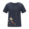 thumbnail image 4 of EQWLJWE Chemises pour Femmes Liquidation T-Shirts pour Femmes Femmes Manches Courtes Décontracté Col Rond Imprimé Ample Tunique à Boutons Chemise Blouse Hauts, 4 of 5