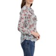 thumbnail image 4 of INSPIRE CHIC Women's Ruffle Collar Long Sleeve Button Down Floral Shirt S Light Blue, 4 of 6