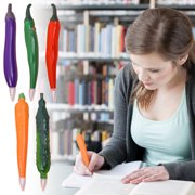 Cagogo 5Pcs Vegetable Ballpoint Pen, 10ml Magnetic Storage Novelty Writing Instrument, Realistic Eggplant Pepper Carrot Cucumber Shaped Pens, Fun Stationery for Study and Office, Long Design Black