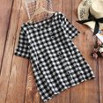 thumbnail image 2 of Pompotops Women Autumn Tops Plus Size Button Flower 3/4 Sleeve Linen T-shirt Blouse, 2 of 9