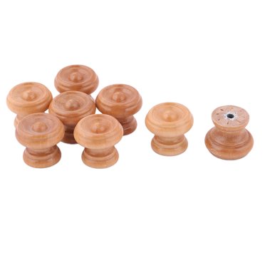 Unique Bargains Single Hole Design Cabinet Drawer Dresser Cupboard Pull Knobs Wood Color 8pcs