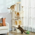 thumbnail image 2 of PawHut 54" Cat Tree Tower with Scratching Posts, Cat Condos, Cream White, 2 of 10
