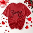 thumbnail image 1 of Offre à Durée Limitée Iumwxz T-Shirts Basiques Décontractés Plissés et Amples pour Femmes Blouses pour Femmes T-Shirts Graphiques à Nœud Col Rond Manches Courtes Hauts Blouse pour Dames Doux et Confortables pour Faire des Courses, 1 of 4