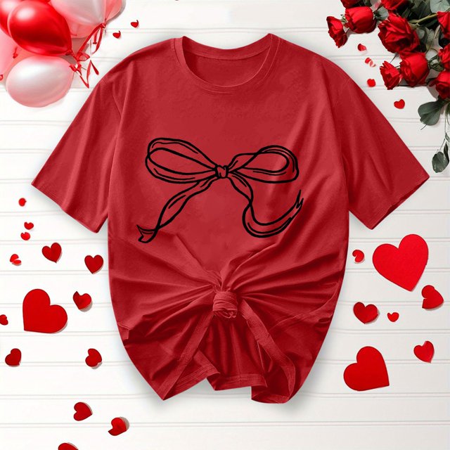 Offre à Durée Limitée Iumwxz T-Shirts Basiques Décontractés Plissés et Amples pour Femmes Blouses pour Femmes T-Shirts Graphiques à Nœud Col Rond Manches Courtes Hauts Blouse pour Dames Doux et Confortables pour Faire des Courses