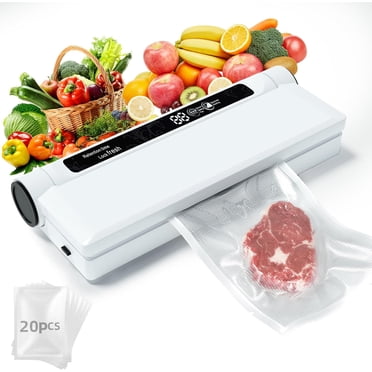 LivinVeluris Scelleuse sous Vide Entièrement Automatique avec 20 Sacs – Scelleuse Alimentaire Robuste pour Préserver la Fraîcheur / Fonctionnement à une Touche, Affichage Numérique, Super Puissance d'Aspiration