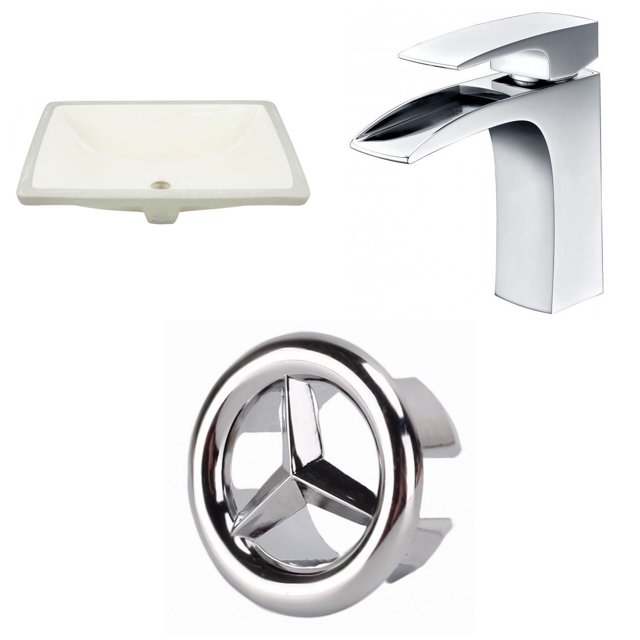 American Imaginations 18.25-in. W CUPC Rectangle Bathroom Undermount Sink Set In Biscuit - Chrome Hardware AI-26811