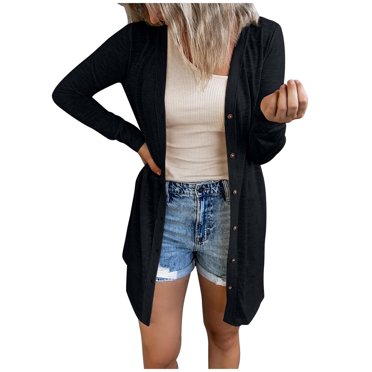 Cardigan Ample Uni à Manches Longues pour Femmes, Manteau Blouse d'Automne