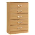 thumbnail image 1 of Hodedah Commode Contemporaine en Bois à Cinq Tiroirs, Fini Beige, 1 of 6